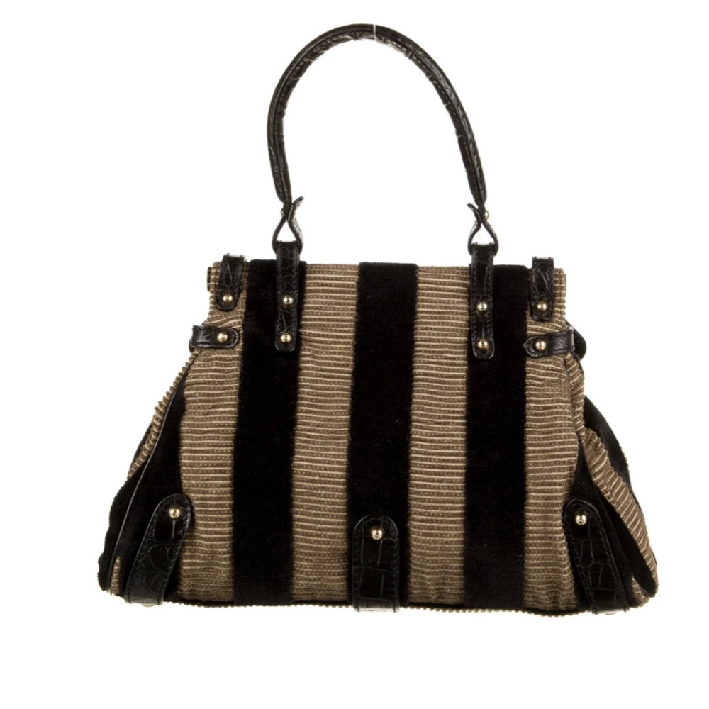 Fendi Black and Gold Striped Top Handle Bag - Picture 3 of 6